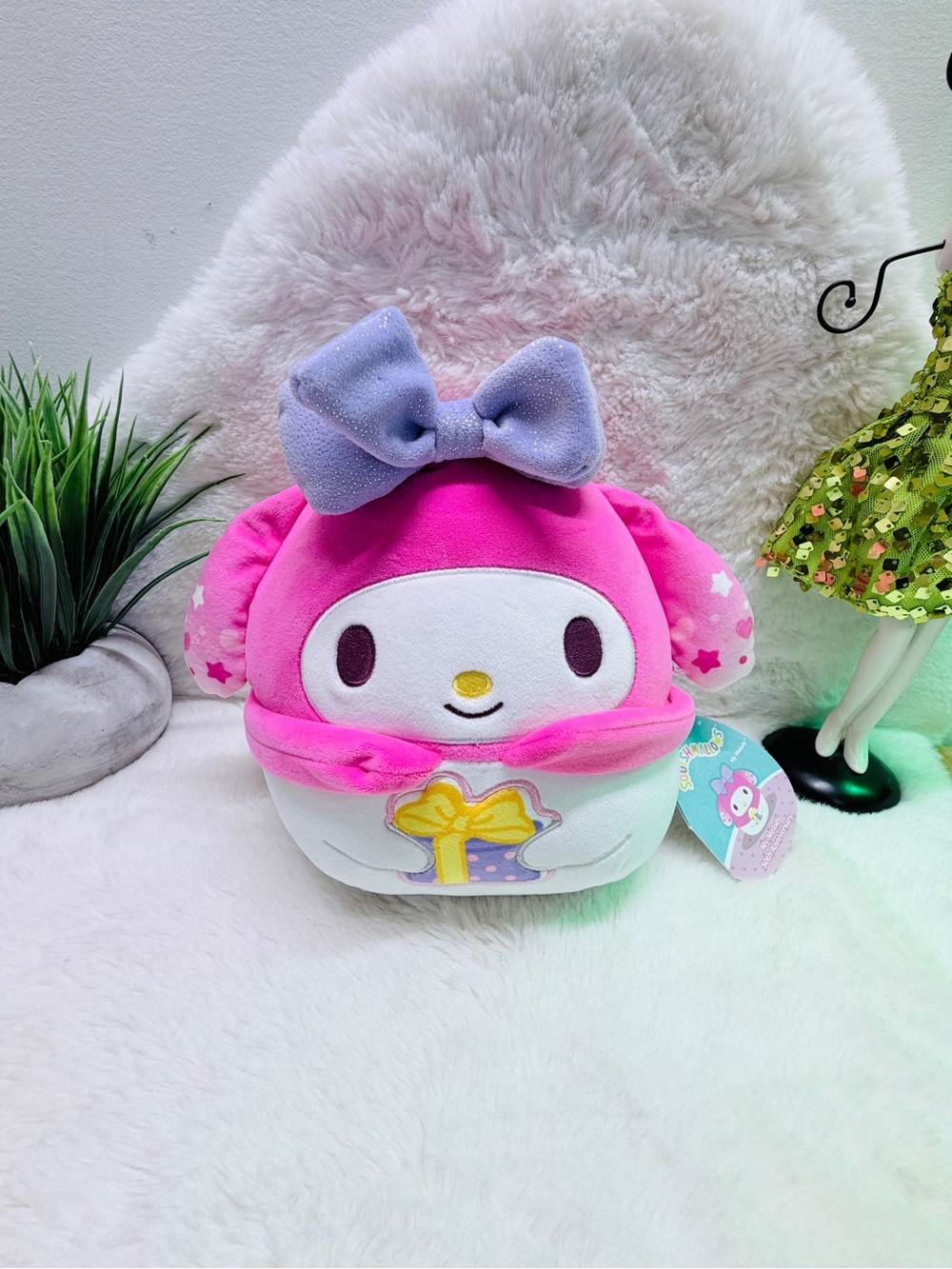 NWT Squishmallows My Melody Pink White Purple Bow Plush Adorable Girl Plush 💝